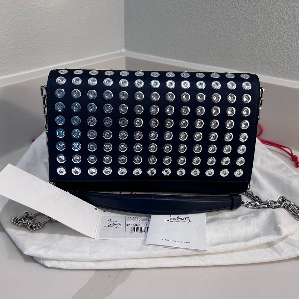 New With Tags Elevated Christian Louboutin Clutch Shoulder Paloma Crepe Satin